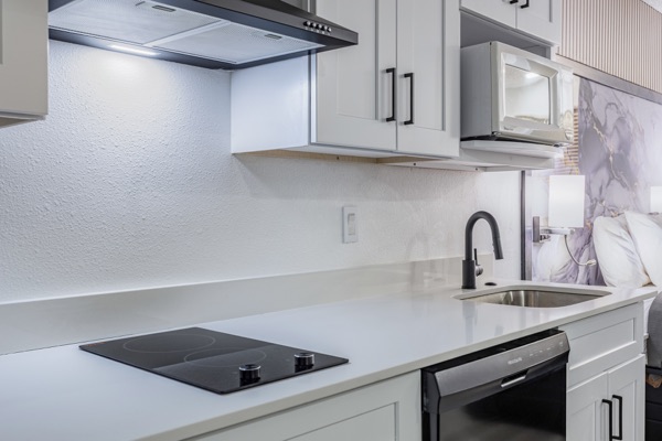 Suite kitchenette counter and cooktop